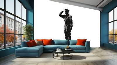 Soldier Uniform Salute uniformed soldier stands vector illustration Wall mural