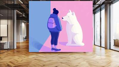 woman walking dog vector illustration Wall mural