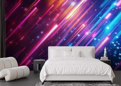 Colorful motion elements with neon led illumination. Abstract futuristic background.  Wall mural