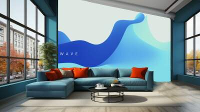 3D abstract wavy background with modern gradient colors. Motion sound wave. Vector illustration for banner, flyer, brochure, booklet, presentation or websites design. Wall mural