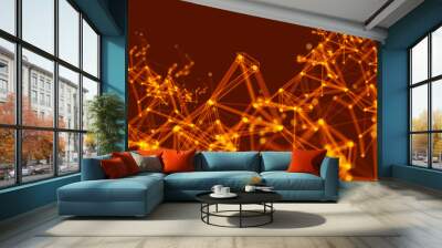 3d connection structure. Futuristic technology style. Low-poly element for design. Vector illustration for science, chemistry or education. Wall mural