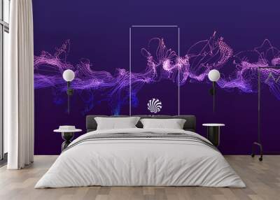 3d futuristic technology style. Abstract background. Vector illustration. Wall mural