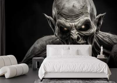 A creepy monster close-up. An evil creature from the afterlife. Scary horror atmosphere. Wall mural