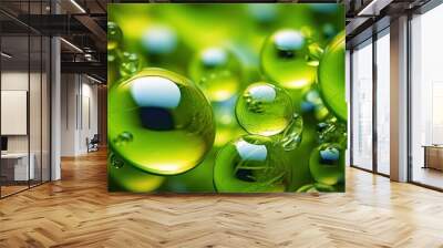 Abstract background with many transparent glass or plastic bubbles with reflection effect. Illustration for cover, card, postcard, interior design, decor or print. Wall mural