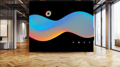 abstract digital wave made of cubes. sound wave. big data visualization. voxel art. 3d vector illust Wall mural