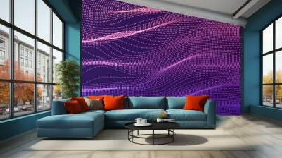 Abstract science or technology background. Graphic design. Network illustration with particle. 3D grid surface. Wall mural