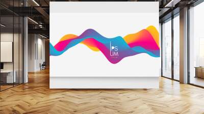 Abstract wavy background with modern gradient colors. Trendy liquid design. Motion sound wave. Vector illustration for banners, flyers and presentation. Wall mural