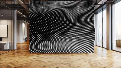 Array with Dynamic Particles. Futuristic technology style. Texture. Vector illustration with particle. 3D grid surface. Wall mural