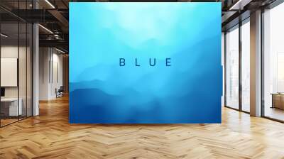 Blue abstract background. Realistic landscape with waves. Cover design template. 3d vector illustration. Wall mural