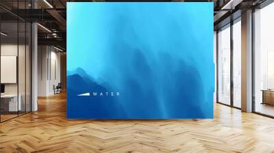 Blue abstract ocean seascape. Sea surface. Realistic landscape with waves. Nature background. Cover design template. 3d vector illustration for banner, flyer, poster or brochure. Wall mural