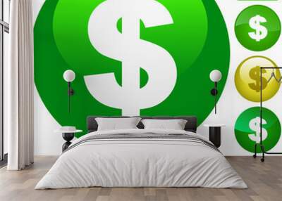 Dollar icon. Vector set. Wall mural