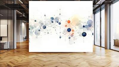 Grid surface with splatters of watercolor paint. Abstract network background in science or technology style. Lattice structure. Illustration for advertising, marketing or presentation. Wall mural