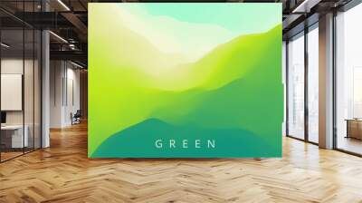 Landscape with green mountains. Mountainous terrain. Abstract nature background. Vector illustration. Wall mural