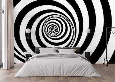 Pattern with optical illusion. Black and white design. Abstract striped background. Vector illustration. Wall mural