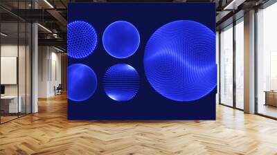 Spheres consisting of points. Global digital connections. Technology concept. 3D grid design. Vector illustration for science and technology. Wall mural