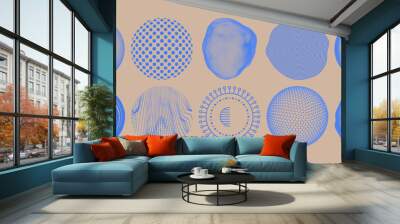 Spheres consisting of points. Global digital connections. Technology concept. Abstract design elements with dynamic particles. 3D grid design. Vector illustration for science and technology. Wall mural