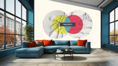 Trendy abstract background. Array with dynamic particles. Modern science or technology element. Cyberspace grid illustration. Vector composition. Wall mural