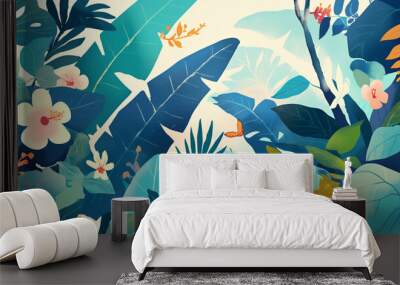 南国の植物柄のタイトル背景 Wall mural