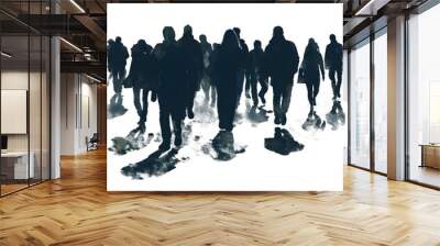 a painting of groups of men and women walking by Wall mural