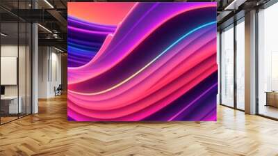 Gradient Big Neon 3d Wave Background Wall mural