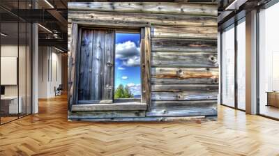 Old wooden window Wall mural