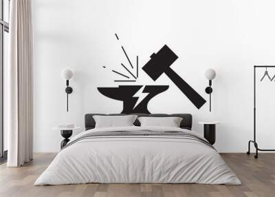 Anvil Simple Icon and Ironworking design vector template Wall mural