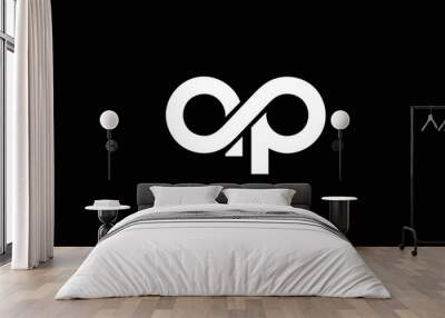 Creative and professional initial letter a p infinity logo design template on black background Wall mural