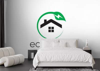 Eco home green energy logo design vector template Wall mural