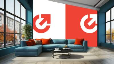 Minimal Awesome Trendy Arrow Icon Design Template On White & Red Background Wall mural