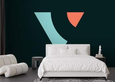 Minimal V Letter Mark Logo Design Wall mural