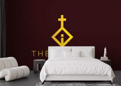 Trendy and Professional letter i church sign Christian and peaceful vector logo Wall mural