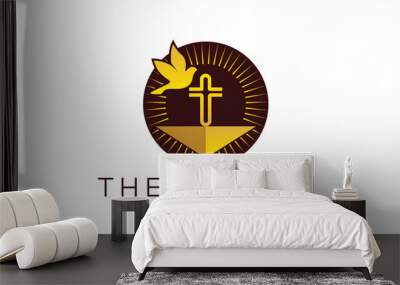 Trendy and Professional letter T church sign Christian and peaceful vector logo design Wall mural