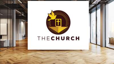 Trendy and Professional letter U church sign Christian and peaceful vector logo design Wall mural