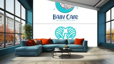 Baby care adoption childcare logo design vector Wall mural