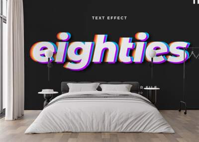 Eighties Text Effect Template Wall mural