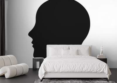 Human head silhouette  black color white background face side view Wall mural