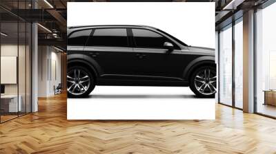 SUV sports luxury car expensive vehicle matte black side view transport cab Wall mural