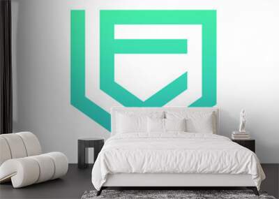 Letter E shield simple gradient logo design Wall mural