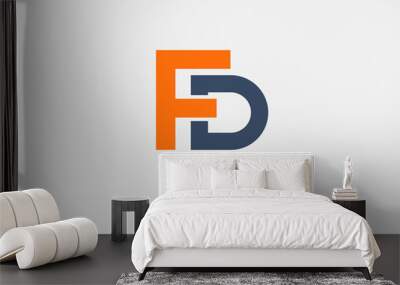 Creative abstract geometric logo icon letters F and D for your company typography monogram Wall mural