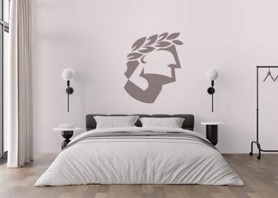 Creative abstract logo apalona head with plant wreath sculpture Wall mural