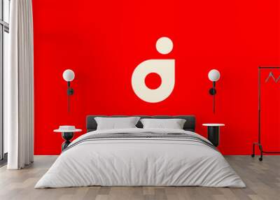 Creative abstract logo icon on red background two circles for business company Wall mural