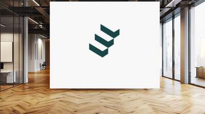 Geometric linear logo icon silhouette of stair Wall mural