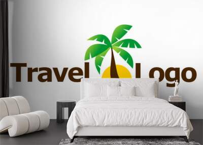 travel agent logo: palm and sun Wall mural