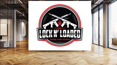 Black Red Gun Store Ammo Business Logo Design Template Wall mural