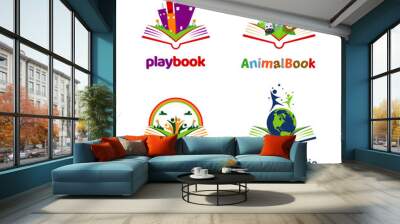 Playful Book Open Logo Template Collection Wall mural