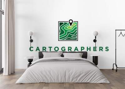 Simple Cartographic Map Logo Design Template Wall mural