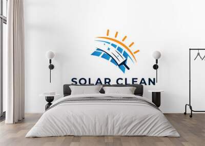 Simple Solar Panel Cleaner Logo Design Template Wall mural