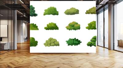 Bush vector illustration set, collection of bush cartoon flat design Wall mural