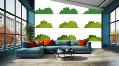 Cartoon bush collection. Set of bushes isolated vector illustration design elements Wall mural