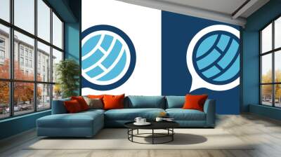 Global talk logo design, dialog app icon, globe and speech bubble logo combination, earth media social logo Wall mural